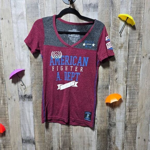 American Fighter by Affliction Maroon Graphic Tee - Picture 1 of 6
